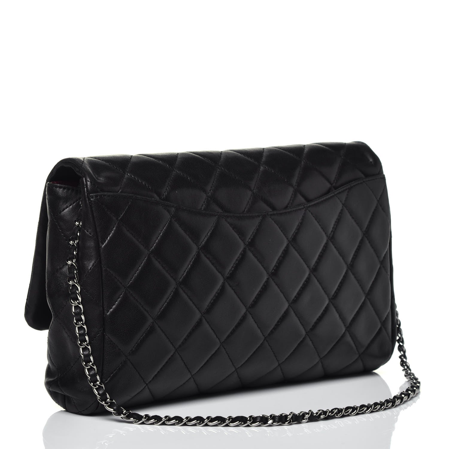 Chanel Lambskin Quilted Clutch With Chain Flap Black 3 of 9