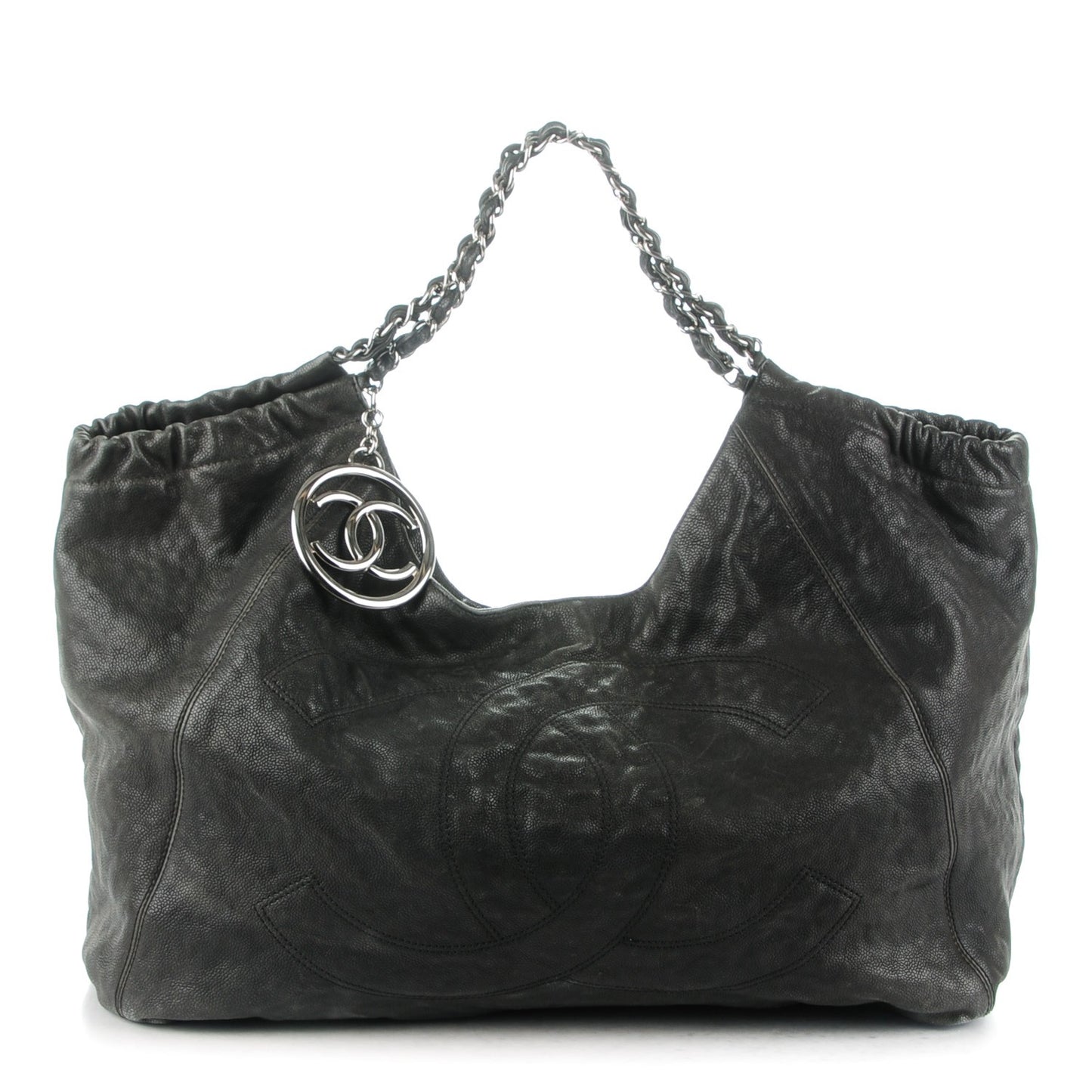 Distressed Caviar XL Coco Cabas Black