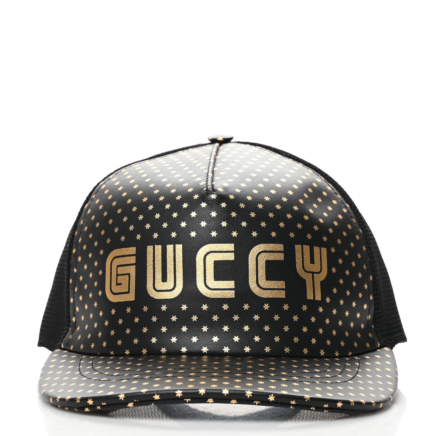 Gucci X SEGA Calfskin GUCCY Stars Baseball Hat L Black Gold 2 of 8