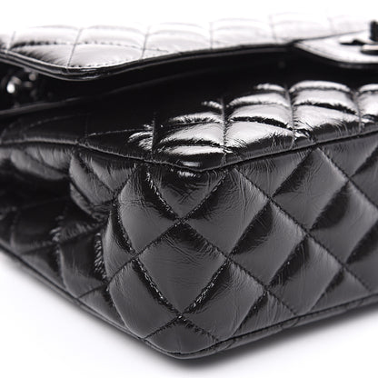 Chanel Shiny Crumpled Calfskin Quilted Medium Double Flap So Black 7 of 8