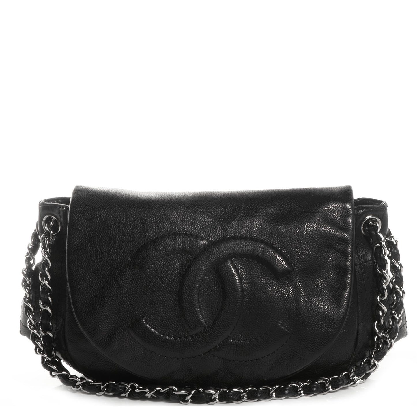 Caviar Half Moon Large Flap Black