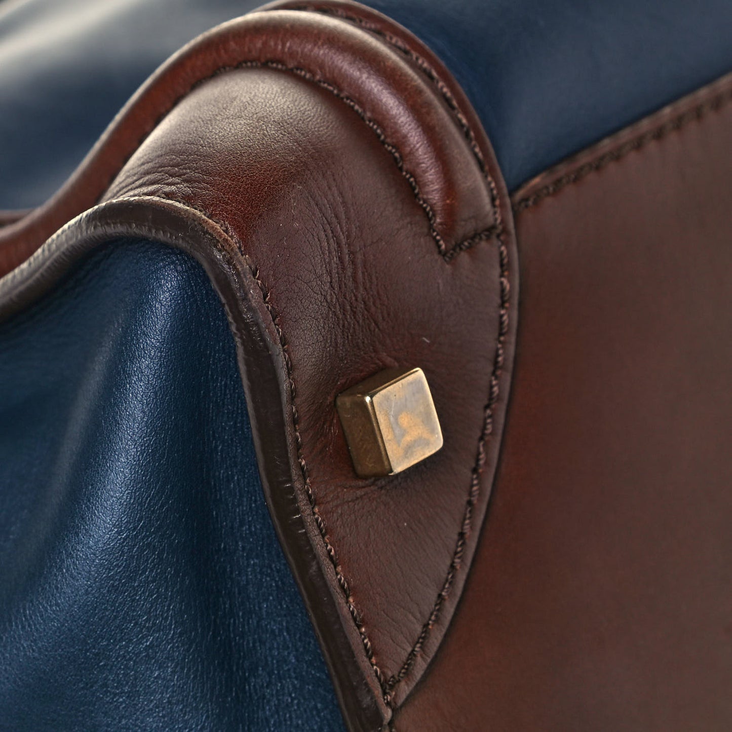 Smooth Calfskin Mini Tri-Color Luggage Navy