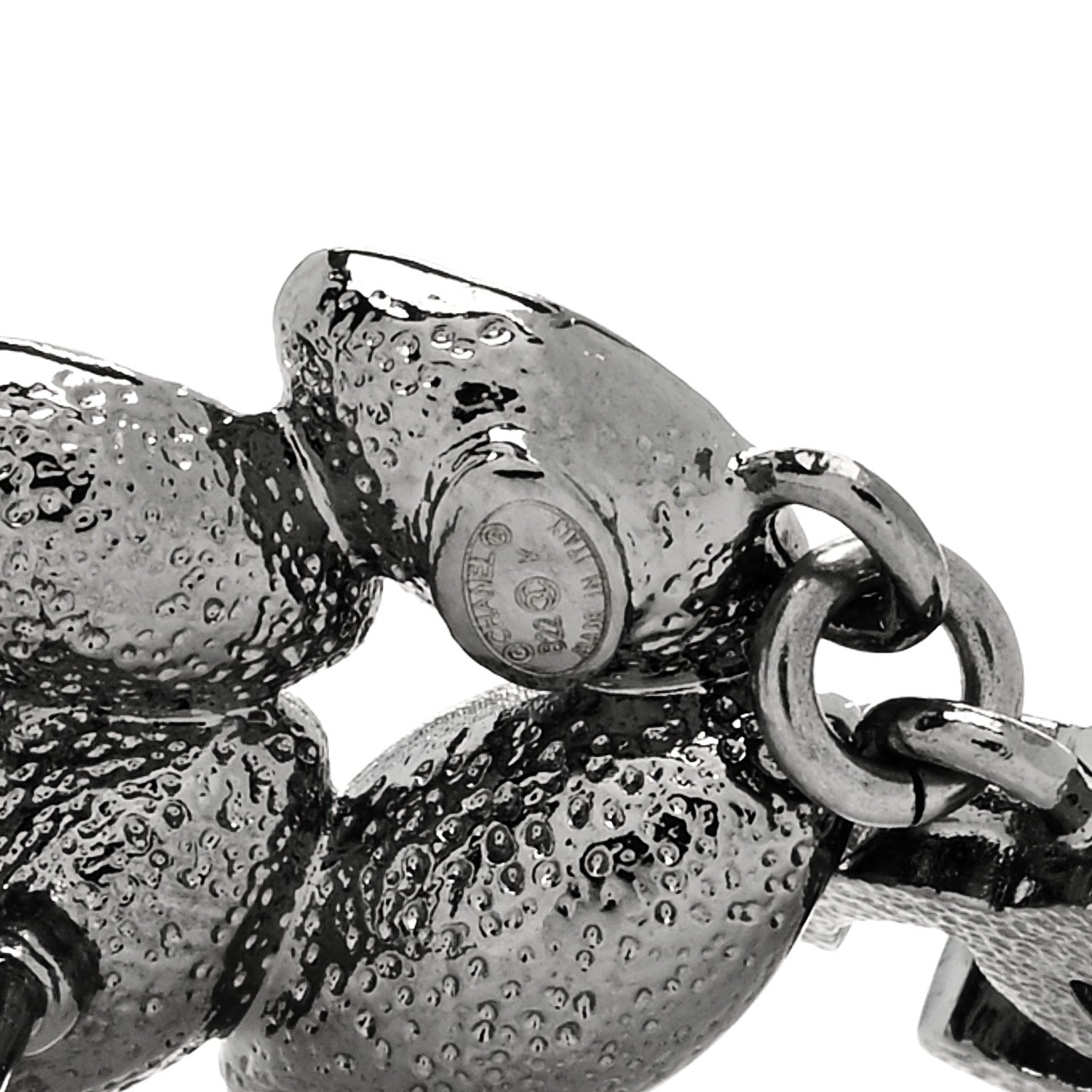 Chanel Crystal Sparkling Wheat CC Drop Earrings Silver 3 of 3