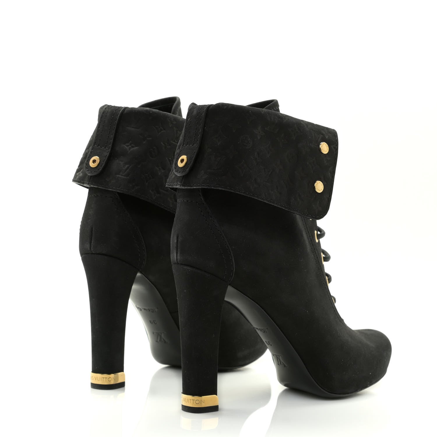 Louis Vuitton Suede Lace Up Ankle Boots 39 Black 4 of 14