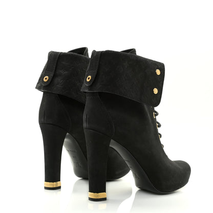 Louis Vuitton Suede Lace Up Ankle Boots 39 Black 4 of 14