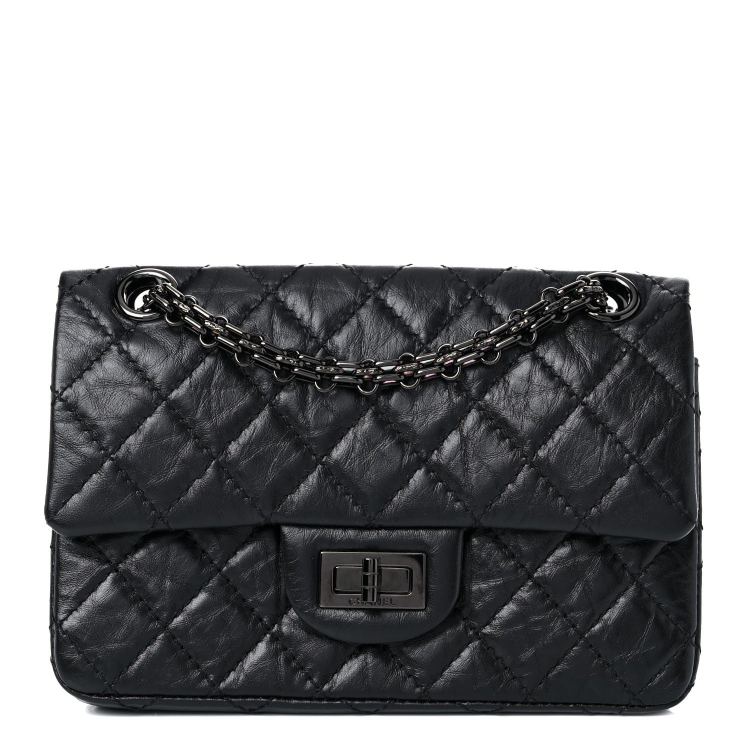 Chanel Aged Calfskin Quilted 2.55 Reissue Mini Flap So Black 1 of 13