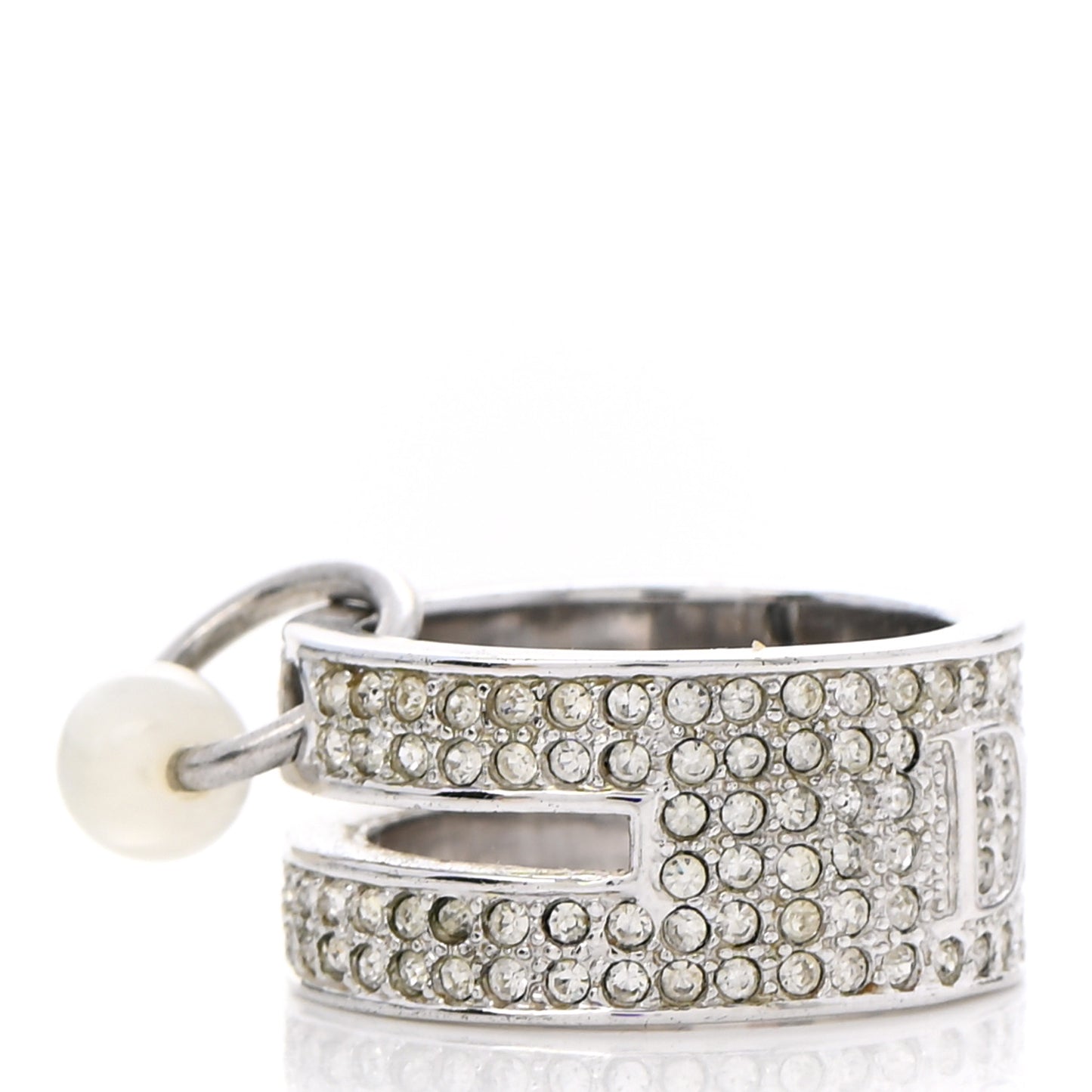 Crystal Pearl Ring 5 Silver