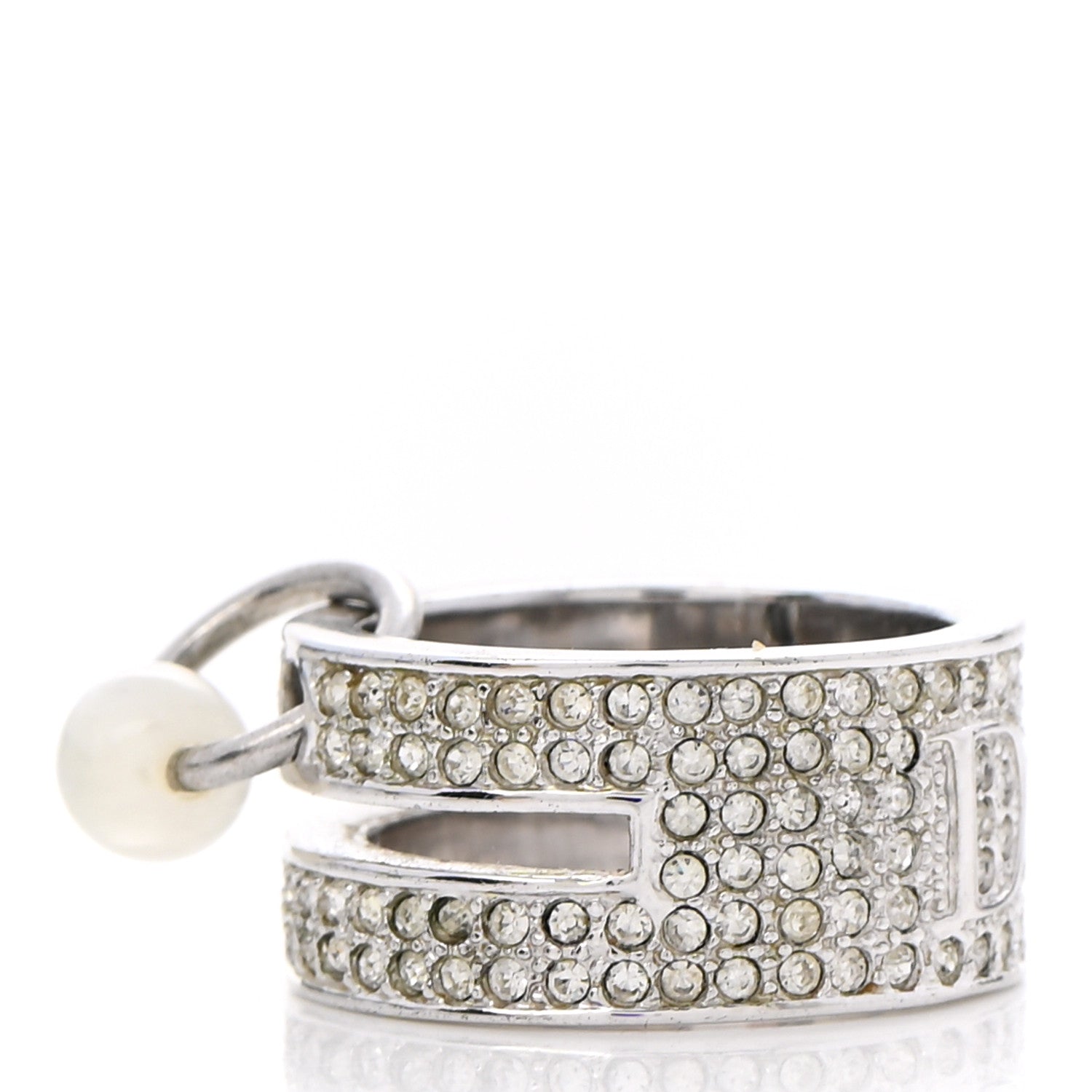 Christian Dior Crystal Pearl Ring 5 Silver 4 of 5