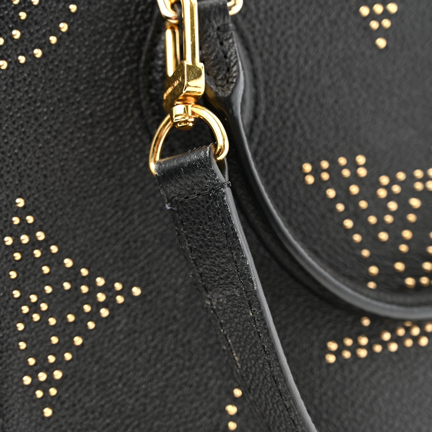 Grained Calfskin Studded Monogram Giant Onthego PM Black
