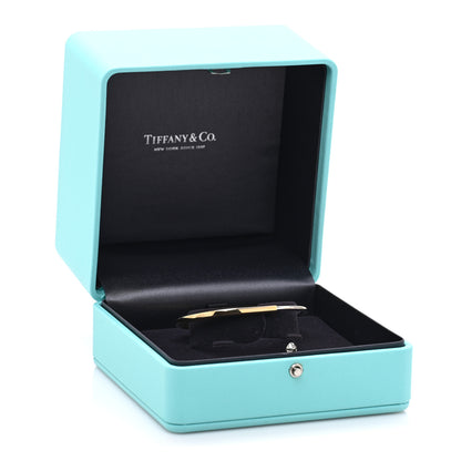 Tiffany 18K Yellow White Gold Lock Narrow Bangle Bracelet 6 of 6