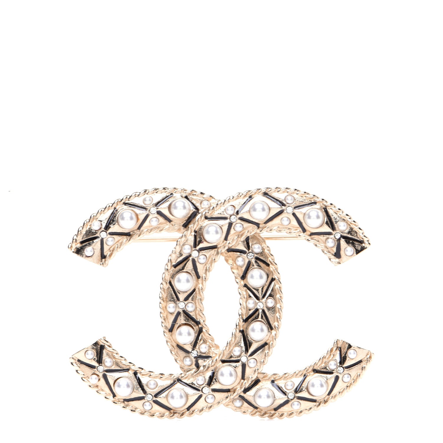 Chanel Pearl CC Brooch Gold 1 of 7