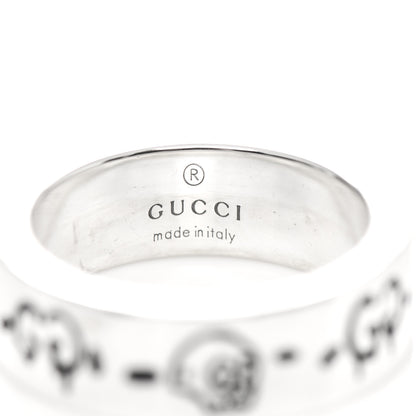 Gucci Sterling Silver Narrow GucciGhost Hamlet Skull Ring 50 5.5 4 of 6