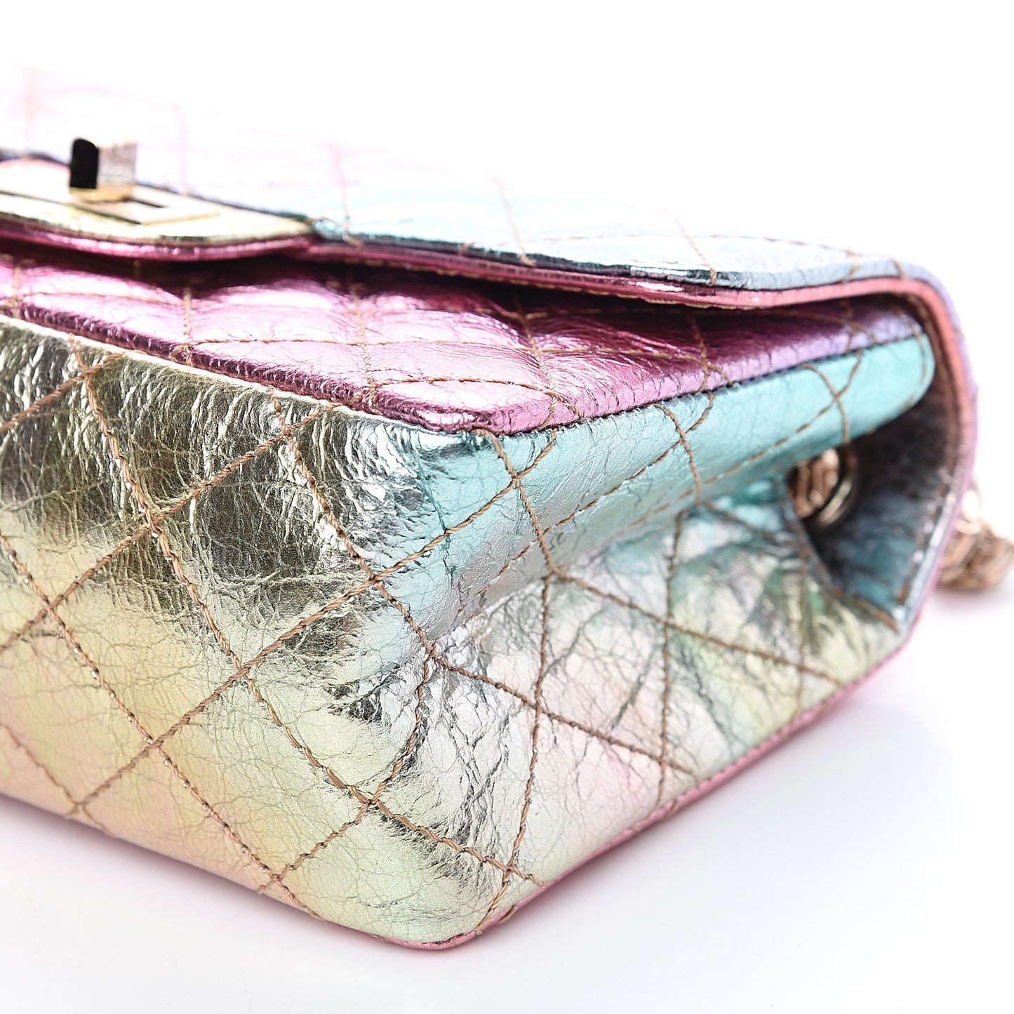 Metallic Goatskin Quilted Mini 2.55 Reissue Flap Multicolor