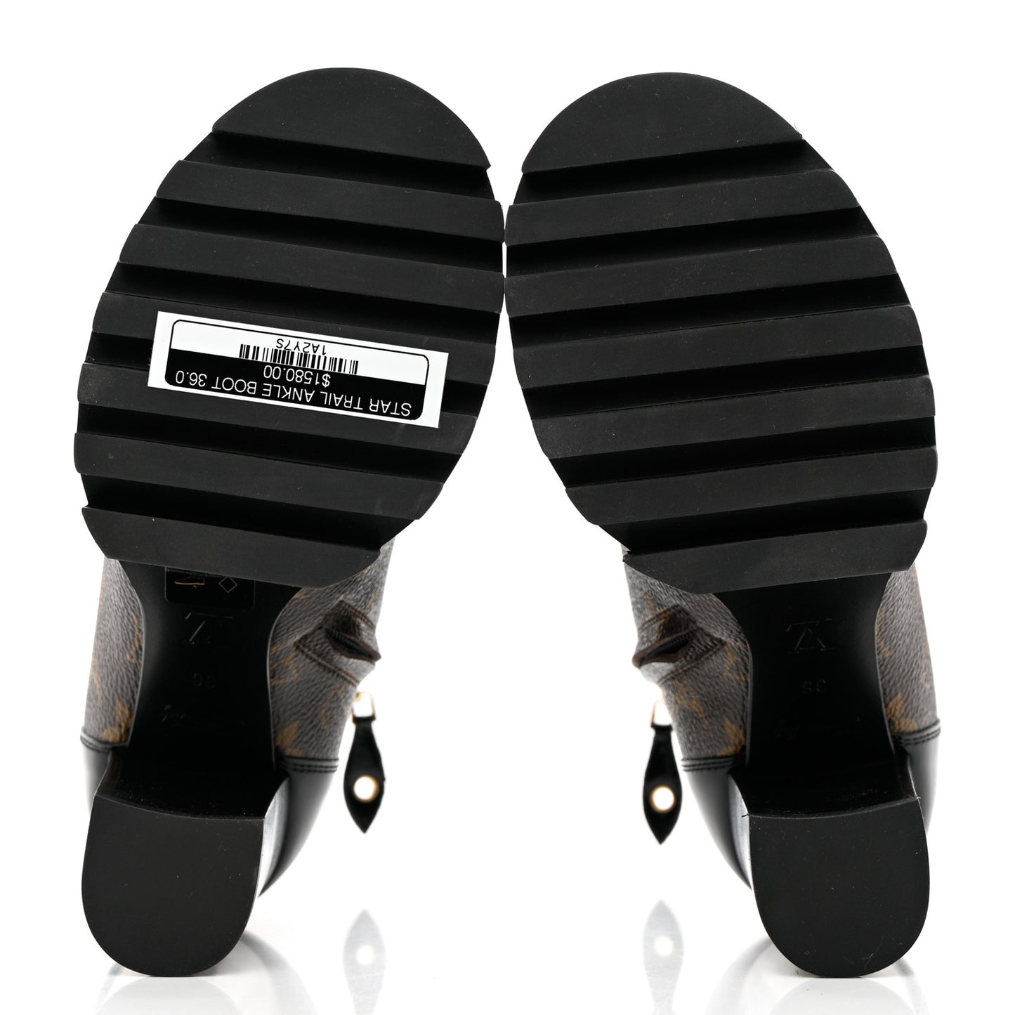 Patent Calfskin Monogram Star Trail Ankle Boots 36 Black