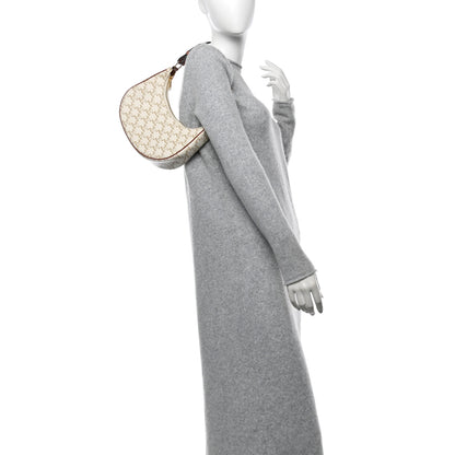 Celine Canvas Calfskin Ava Triomphe Shoulder Bag White 2 of 10