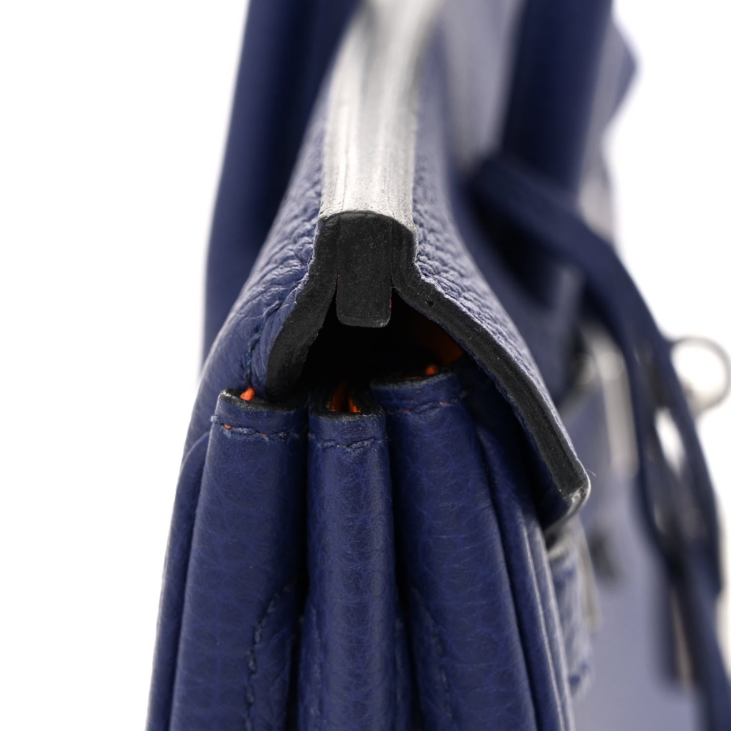 Hermes Togo Verso Birkin 25 Bleu Encre Orange 12 of 12