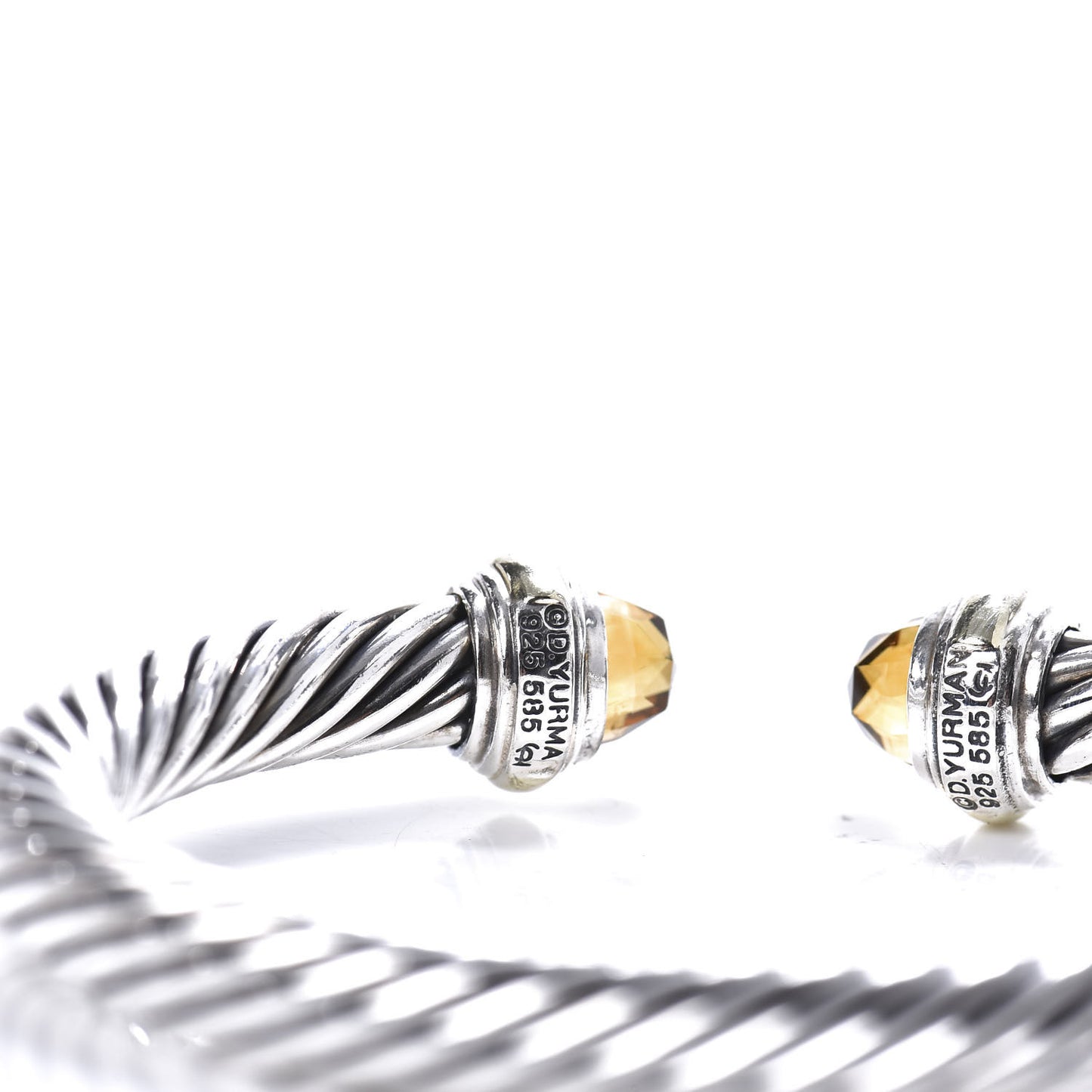 Sterling Silver 14K Yellow Gold Citrine 7mm Cable Classics Bracelet