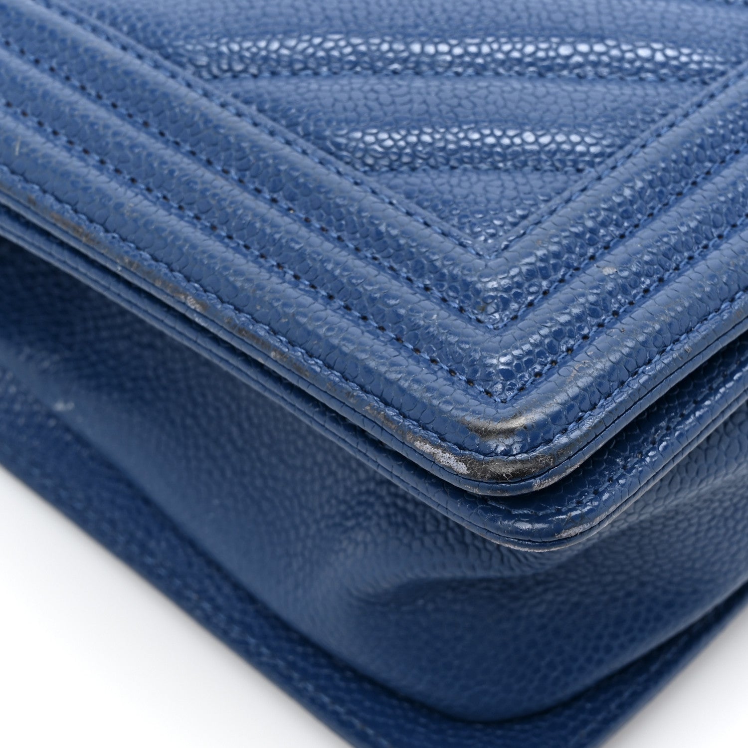 Chanel Caviar Chevron Quilted Medium Boy Flap Navy 11 of 14