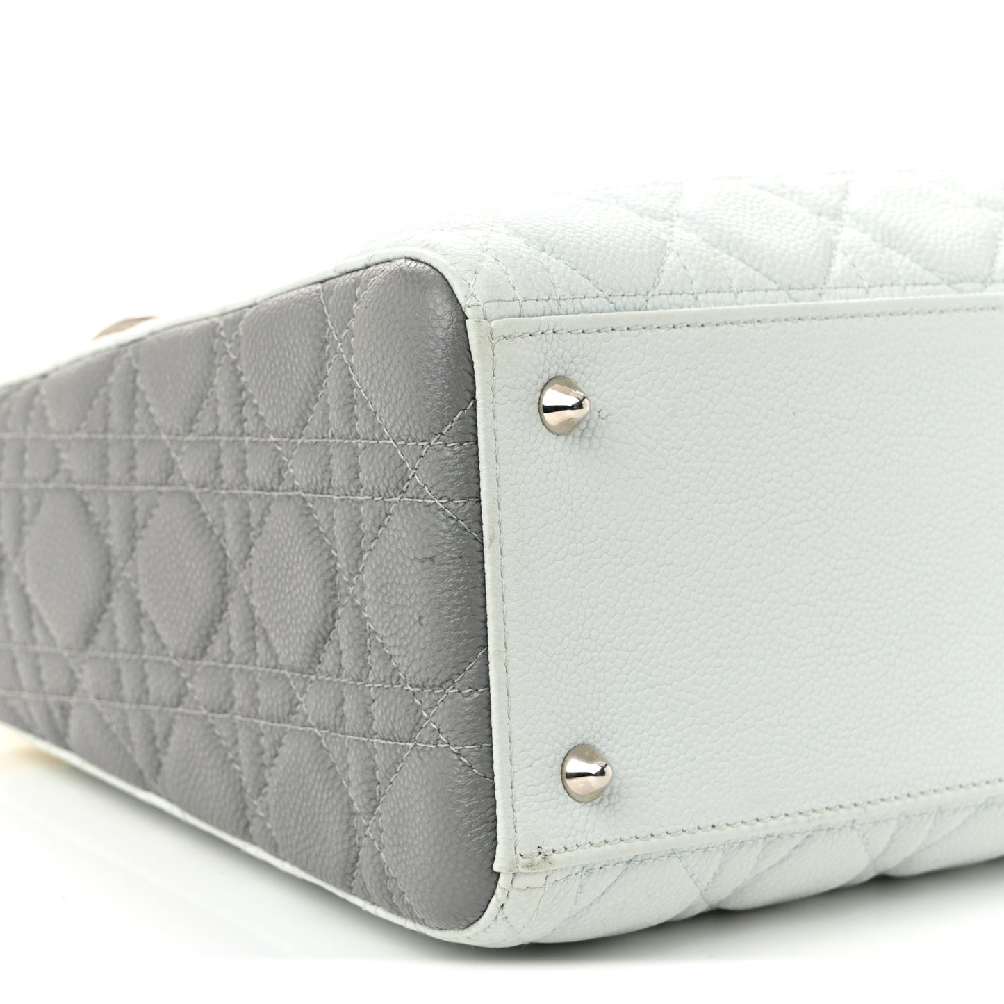 Grained Calfskin Cannage Medium Tri-Color Lady Dior Light Blue Grey Yellow