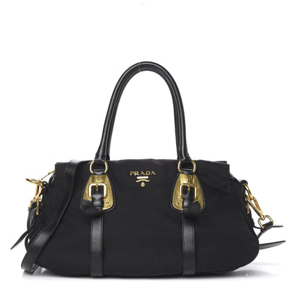 Prada Tessuto Nylon Soft Calfskin Shopping Satchel Black 1 of 12