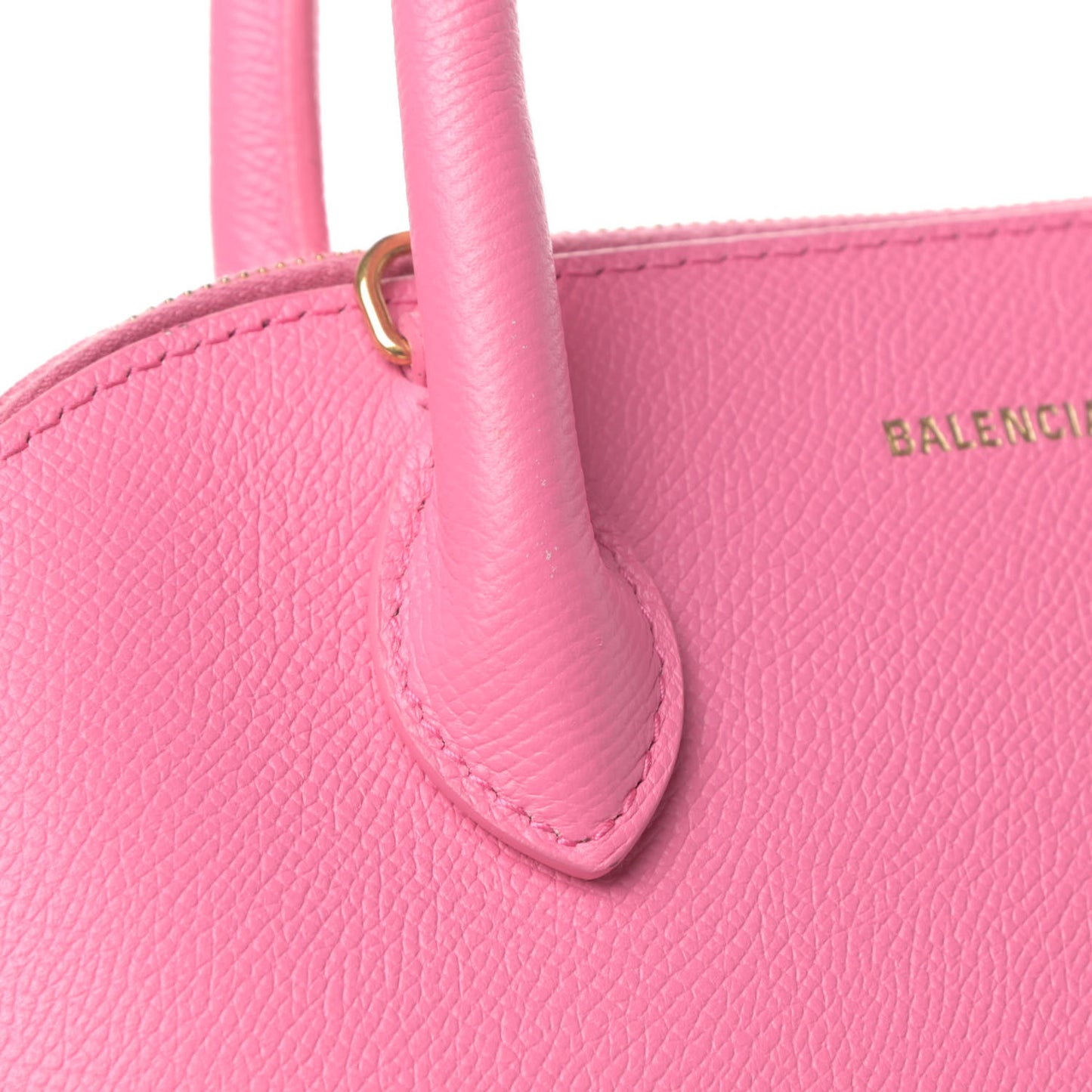 Signature Grained Calfskin Logo S Ville Top Handle Bag Rose Bubblegum Black