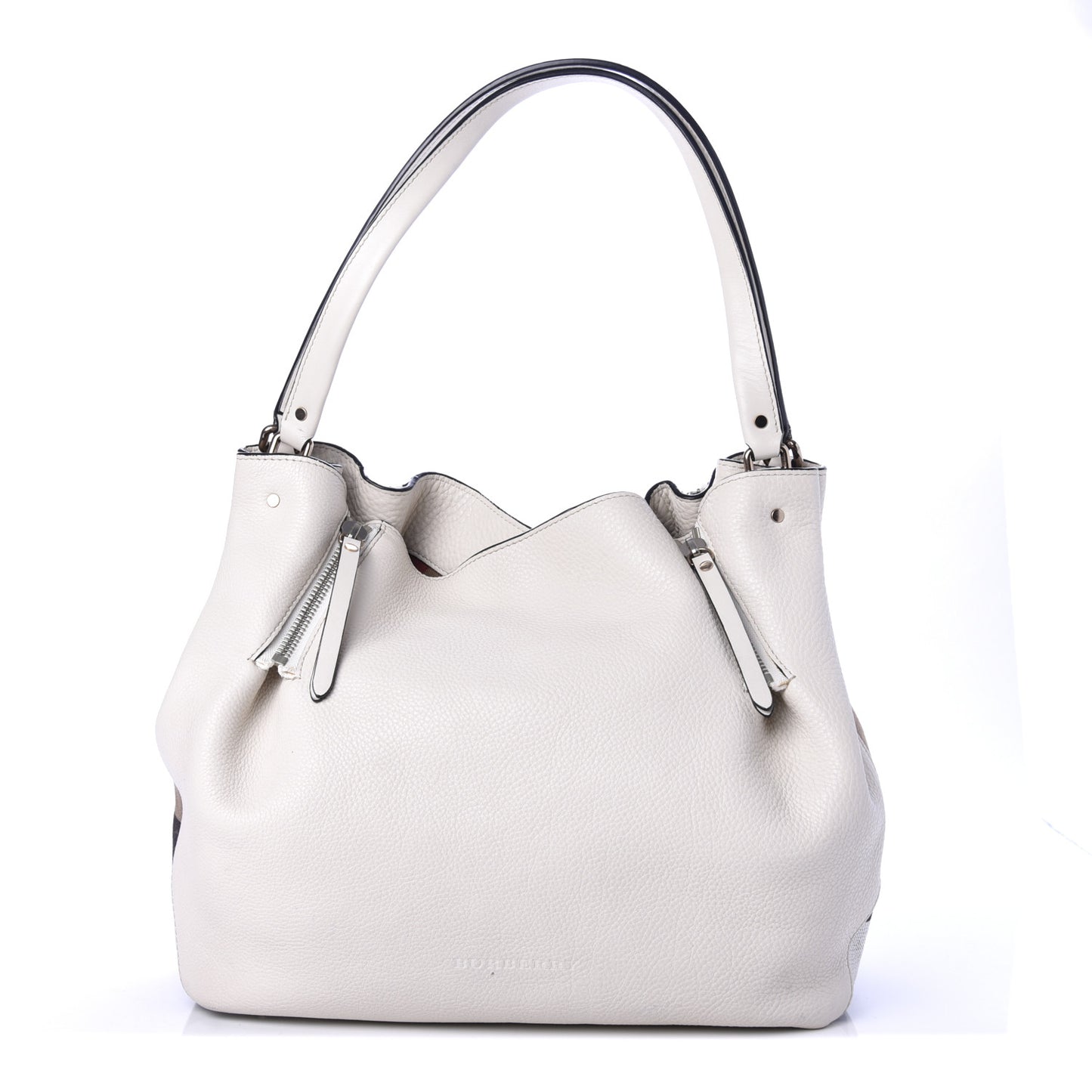 Grainy Calfskin House Check Medium Maidstone White