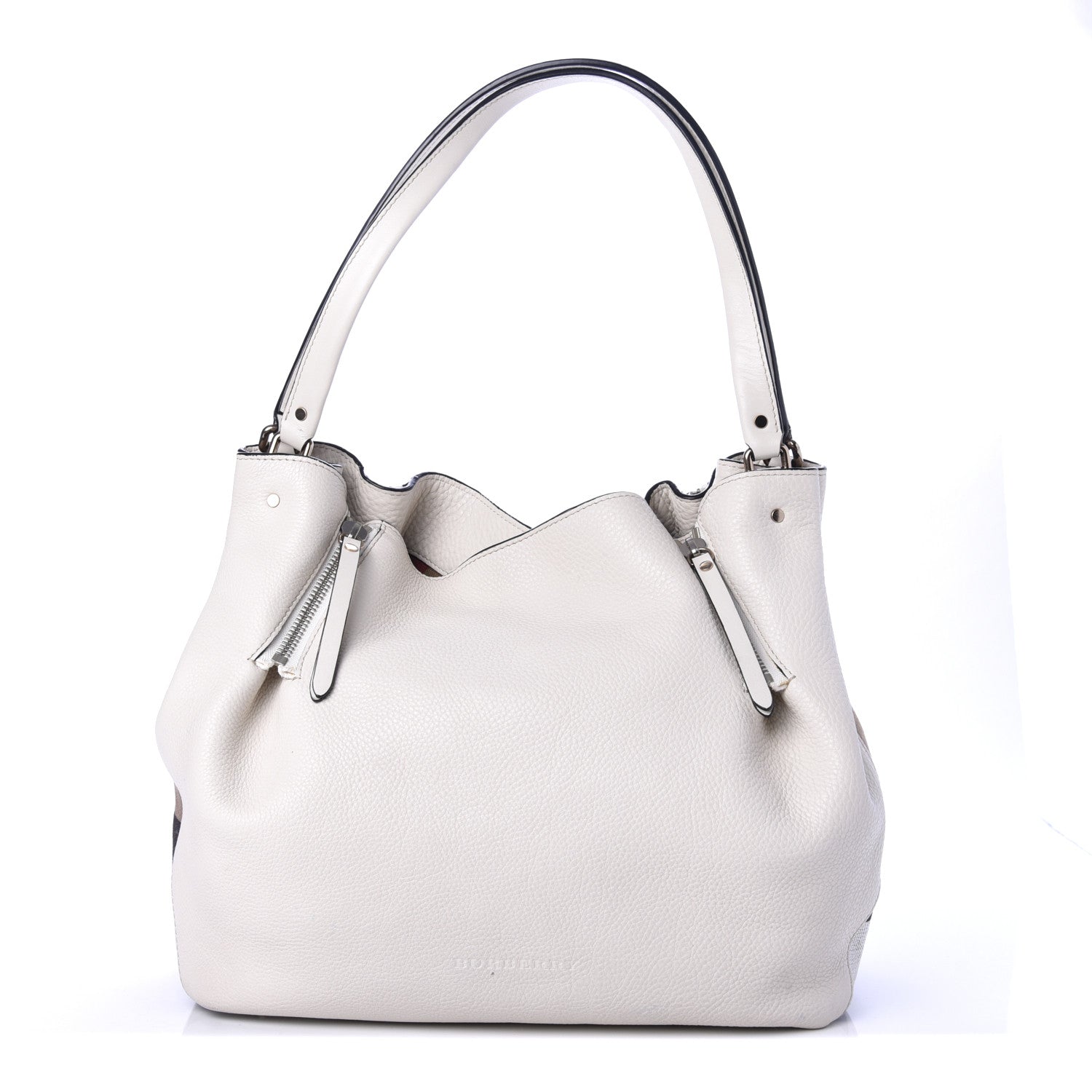 Burberry Grainy Calfskin House Check Medium Maidstone White 1 of 11
