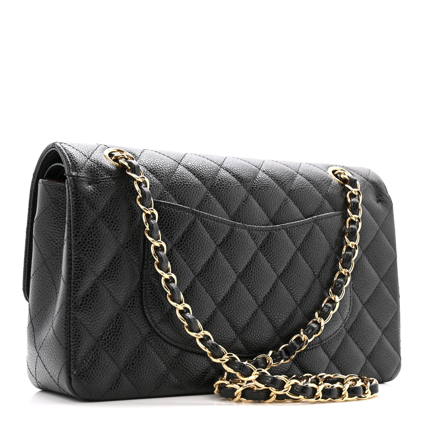 Caviar Quilted Medium Double Flap Black