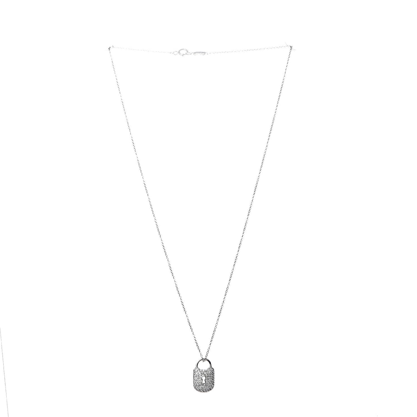 Platinum Diamond Small Lock Pendant Necklace