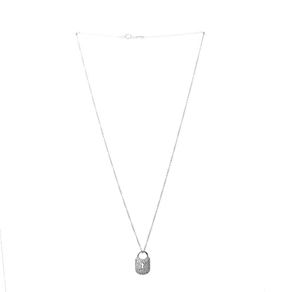 Tiffany Platinum Diamond Small Lock Pendant Necklace 3 of 6
