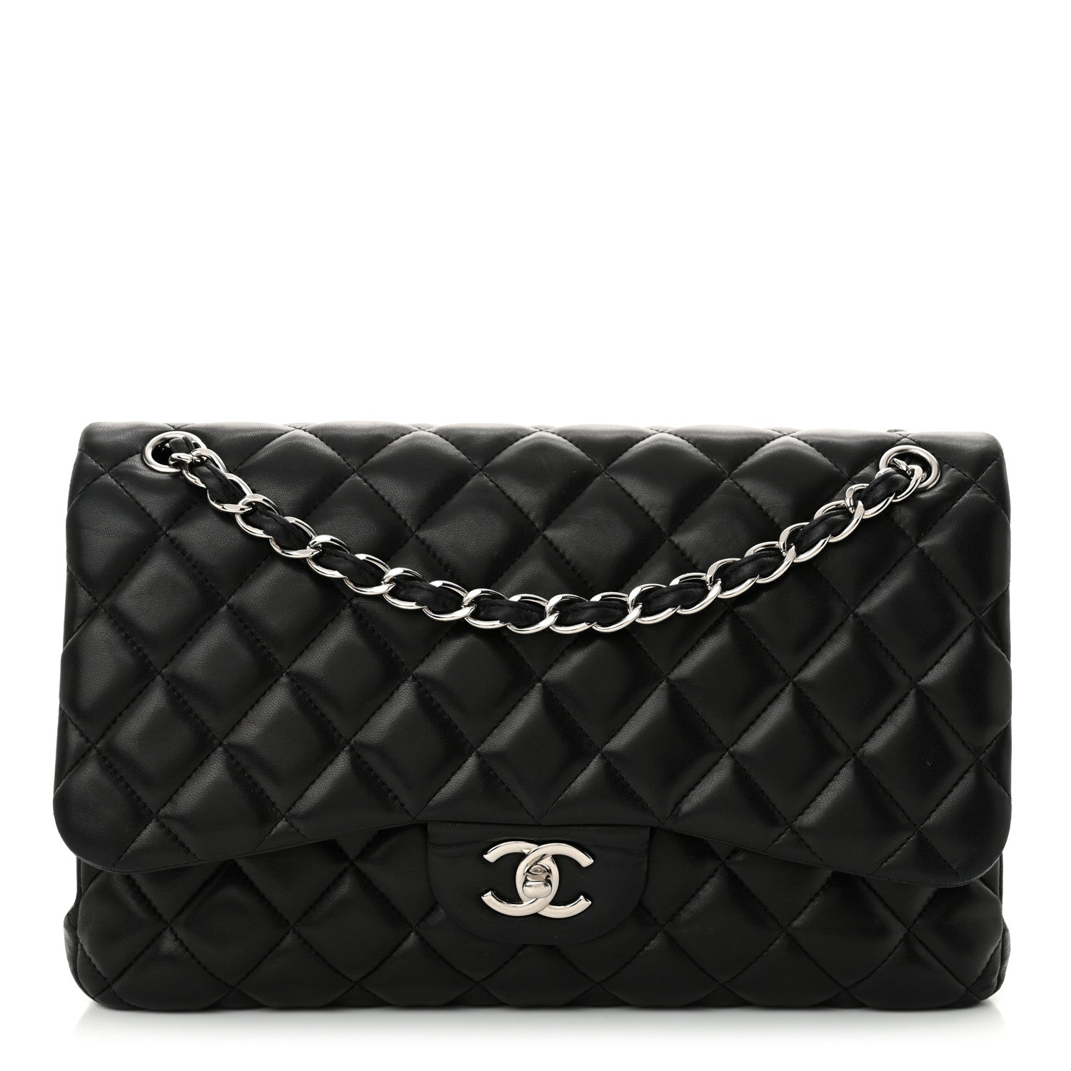 Chanel Lambskin Quilted Jumbo Double Flap Black 1 of 17