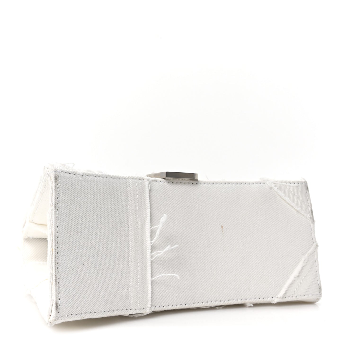 Denim Patchwork Small Hourglass Top Handle Bag Optic White