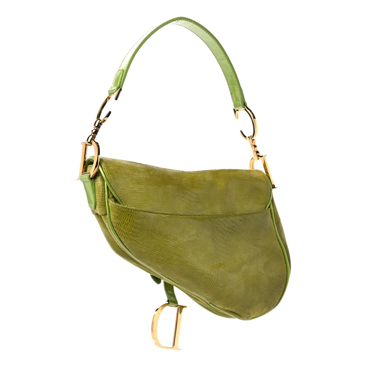 Christian Dior CHRISTIAN DIOR Lizard Saddle Bag Green 3 of 17