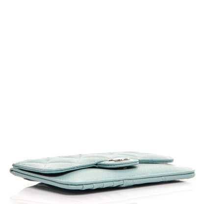 Chanel Caviar Quilted Flap Zip Card Holder Light Blue 4 of 9