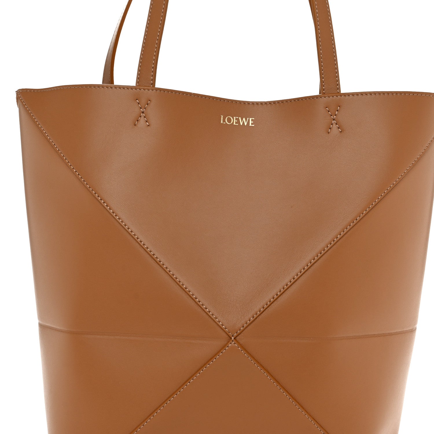 Loewe Shiny Calfskin Medium Puzzle Fold Tote Warm Desert 7 of 9