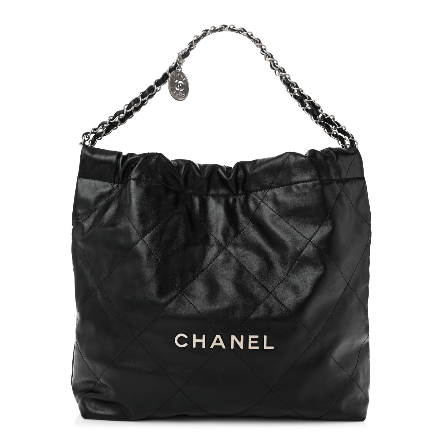 Shiny Calfskin Quilted Chanel 22 Black