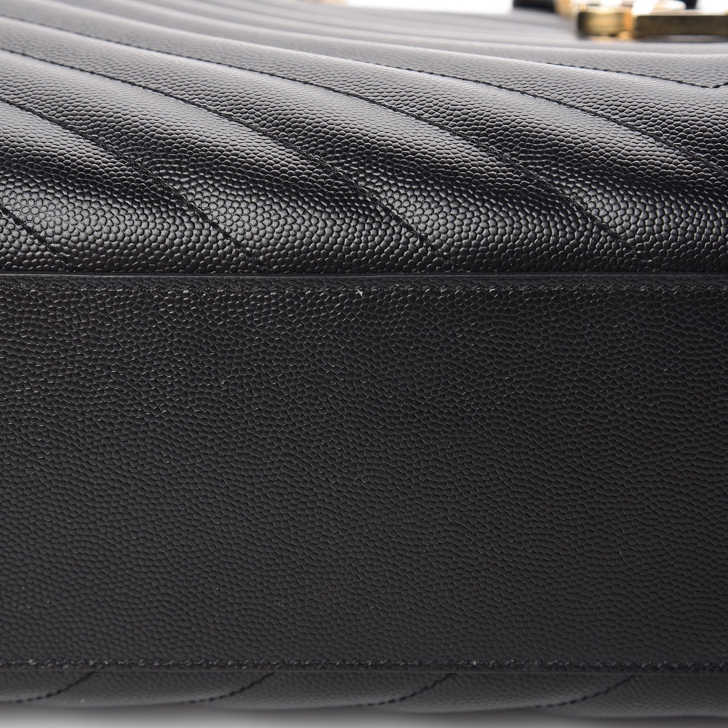 Saint Laurent Grain De Poudre Matelasse Chevron Monogram Shopping Bag Black 11 of 11
