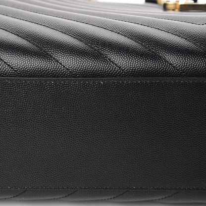Saint Laurent Grain De Poudre Matelasse Chevron Monogram Shopping Bag Black 11 of 11