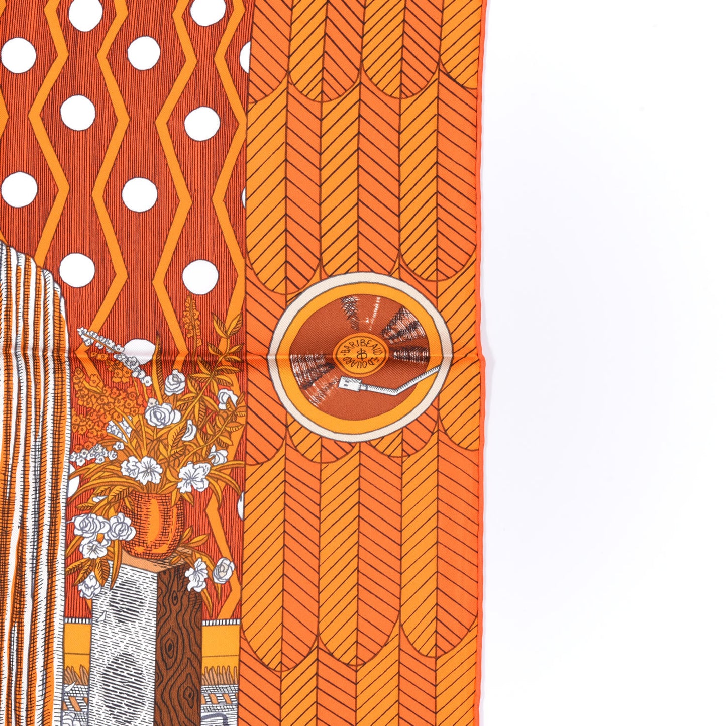 Silk La Danse Des Amazones Scarf 90 Orange Brun White