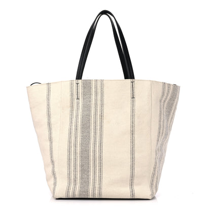 Celine Canvas Striped Large Phantom Cabas White Grey 1 of 14