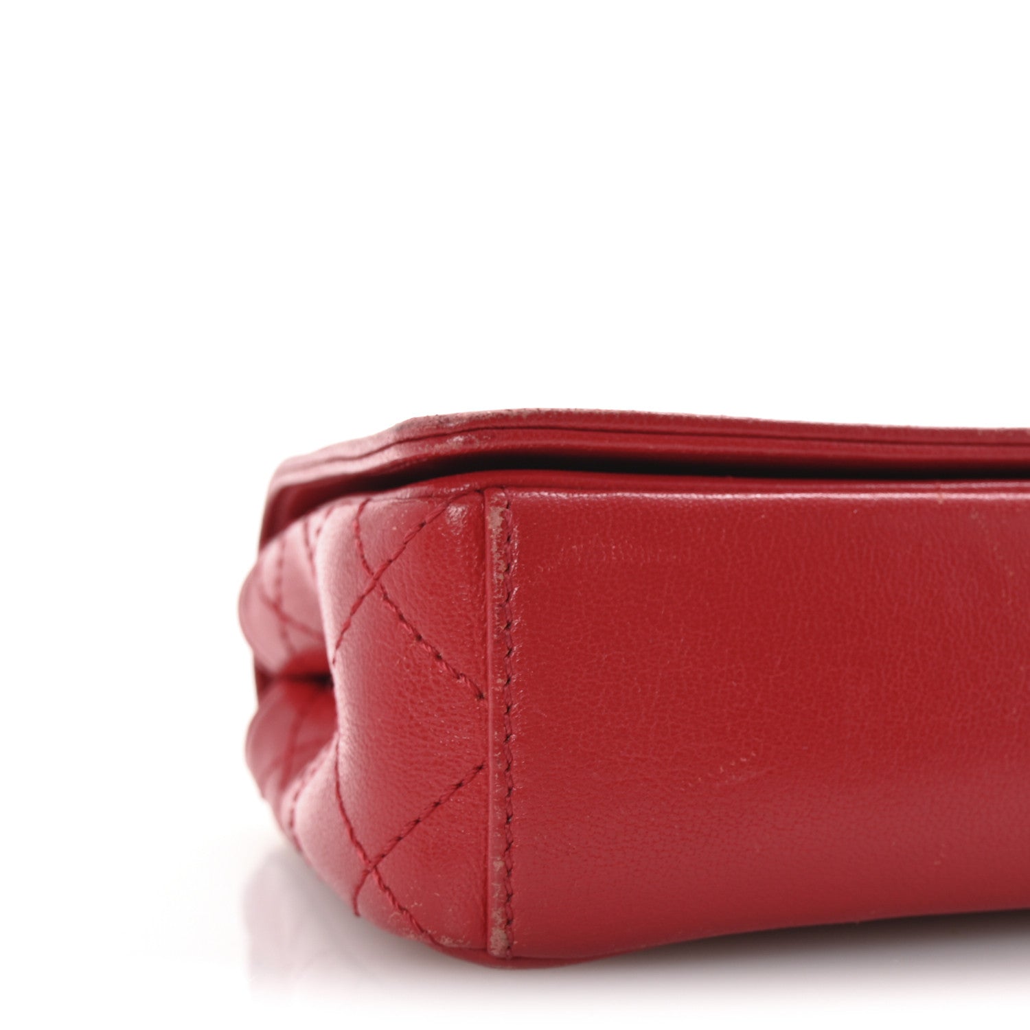 Chanel Sheepskin Quilted Medium Vintage Mademoiselle Flap Red 9 of 10