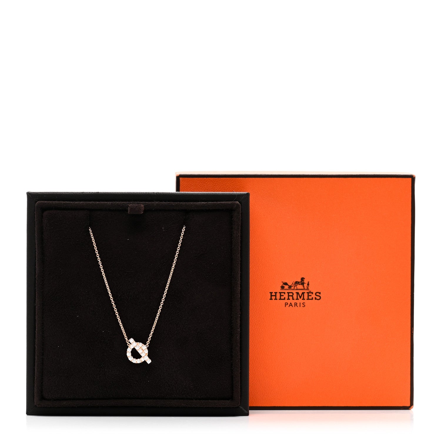 Hermes 18K Rose Gold Diamond Finesse Pendant Necklace 6 of 6