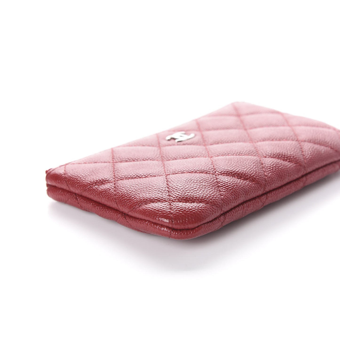 Caviar Quilted Small Cosmetic Case Dark Red