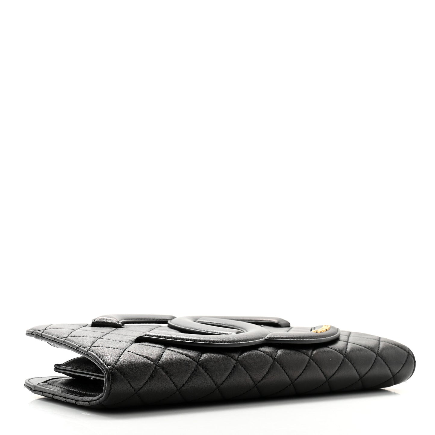 Lambskin Quilted Coco Midnight Clutch  Black