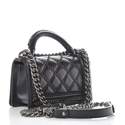Chanel Shiny Goatskin Quilted Small Boy Top Handle Flap Charcoal 3 of 10