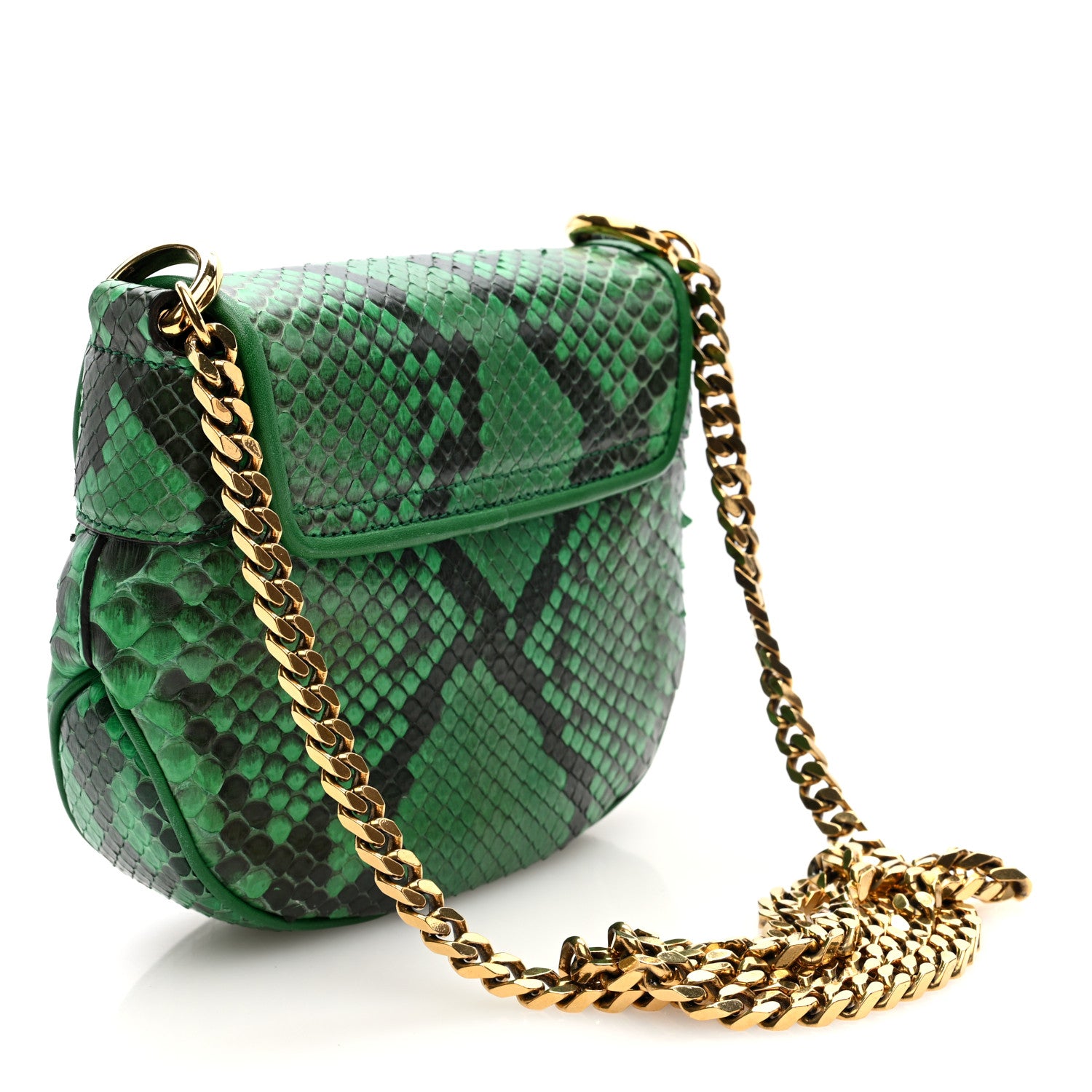 Gucci Snakeskin Tigrette Shoulder Bag Green 3 of 11