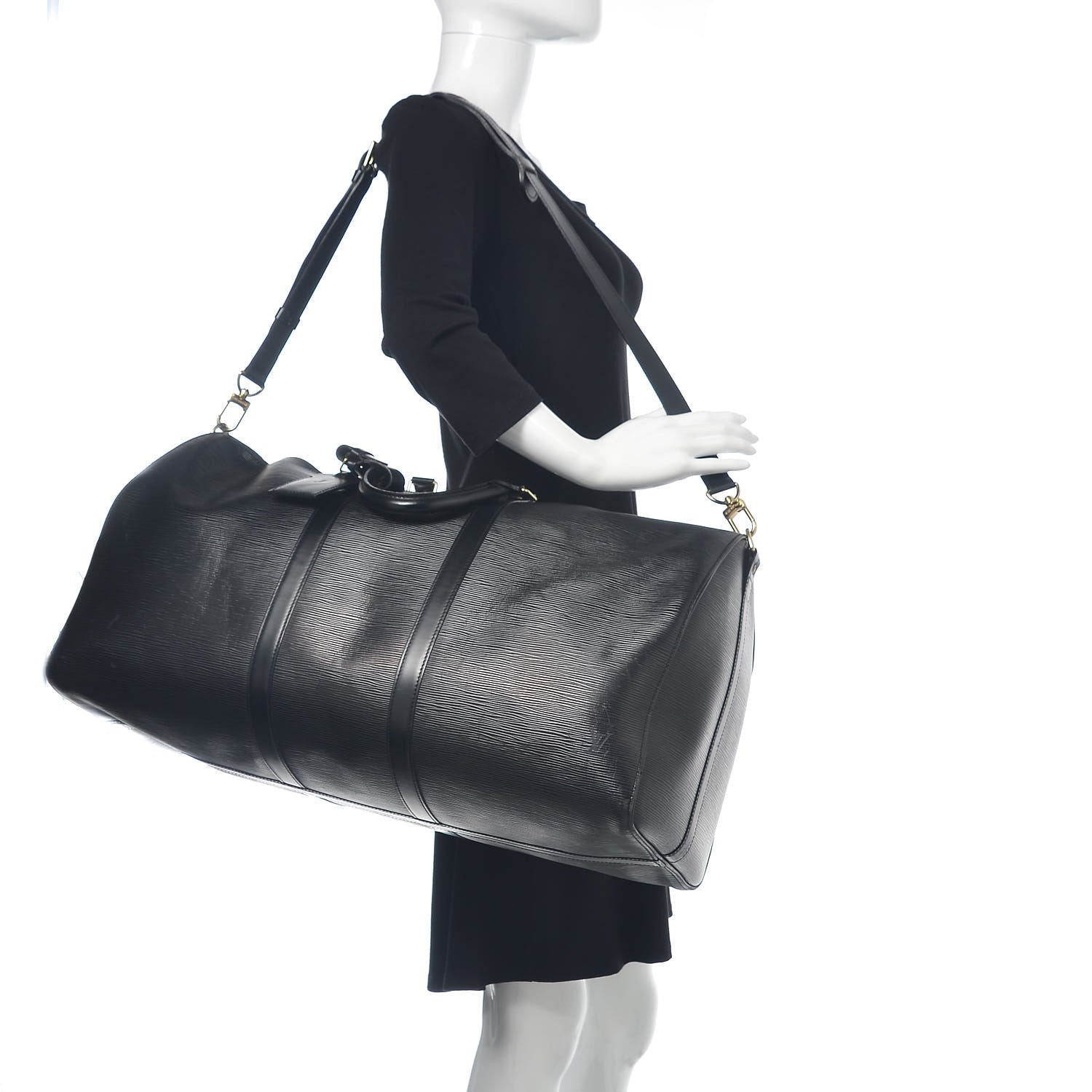 Louis Vuitton Epi Keepall Bandouliere 55 Black 2 of 19