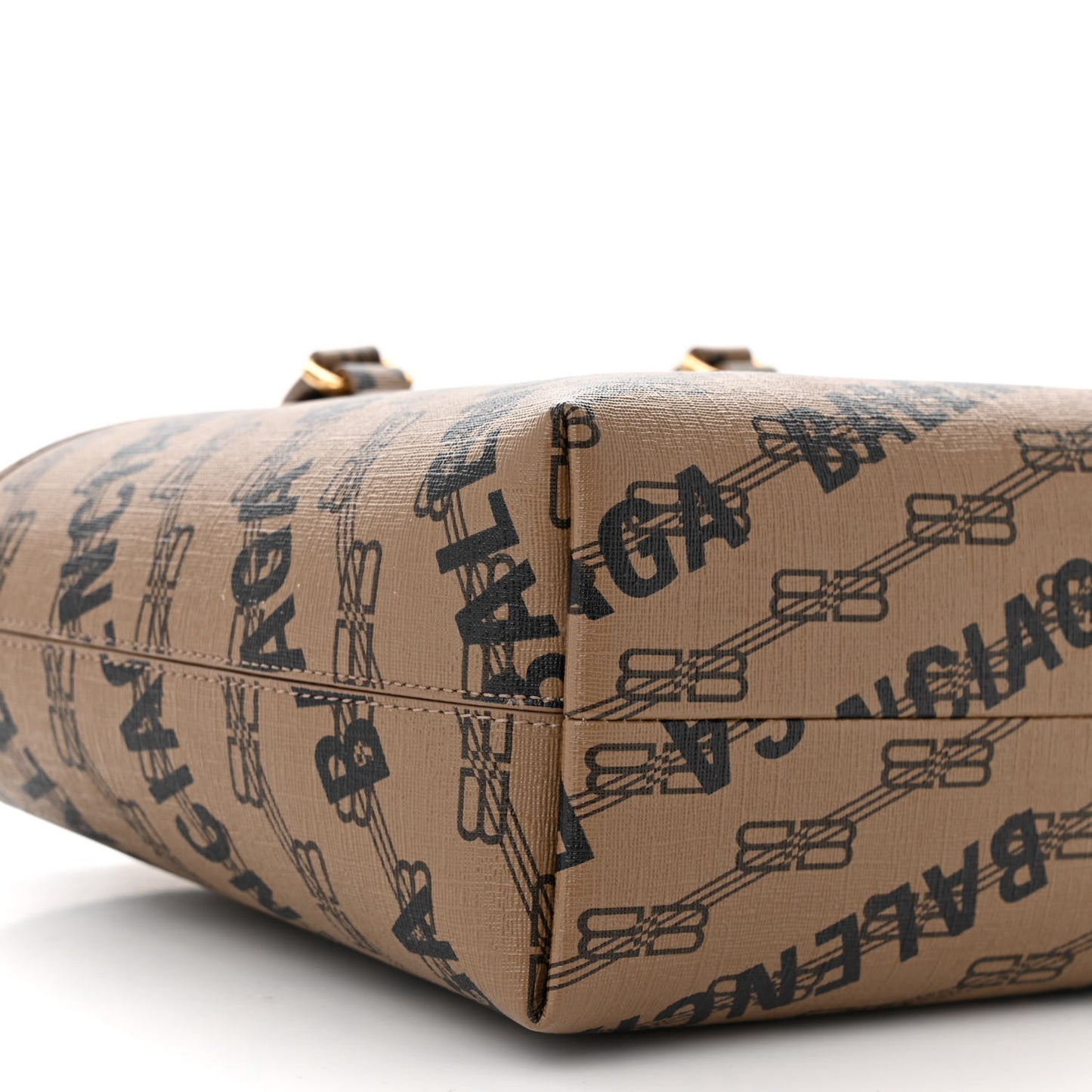 Coated Canvas BB Monogram Small Signature East West Shopper Bag Beige Brown