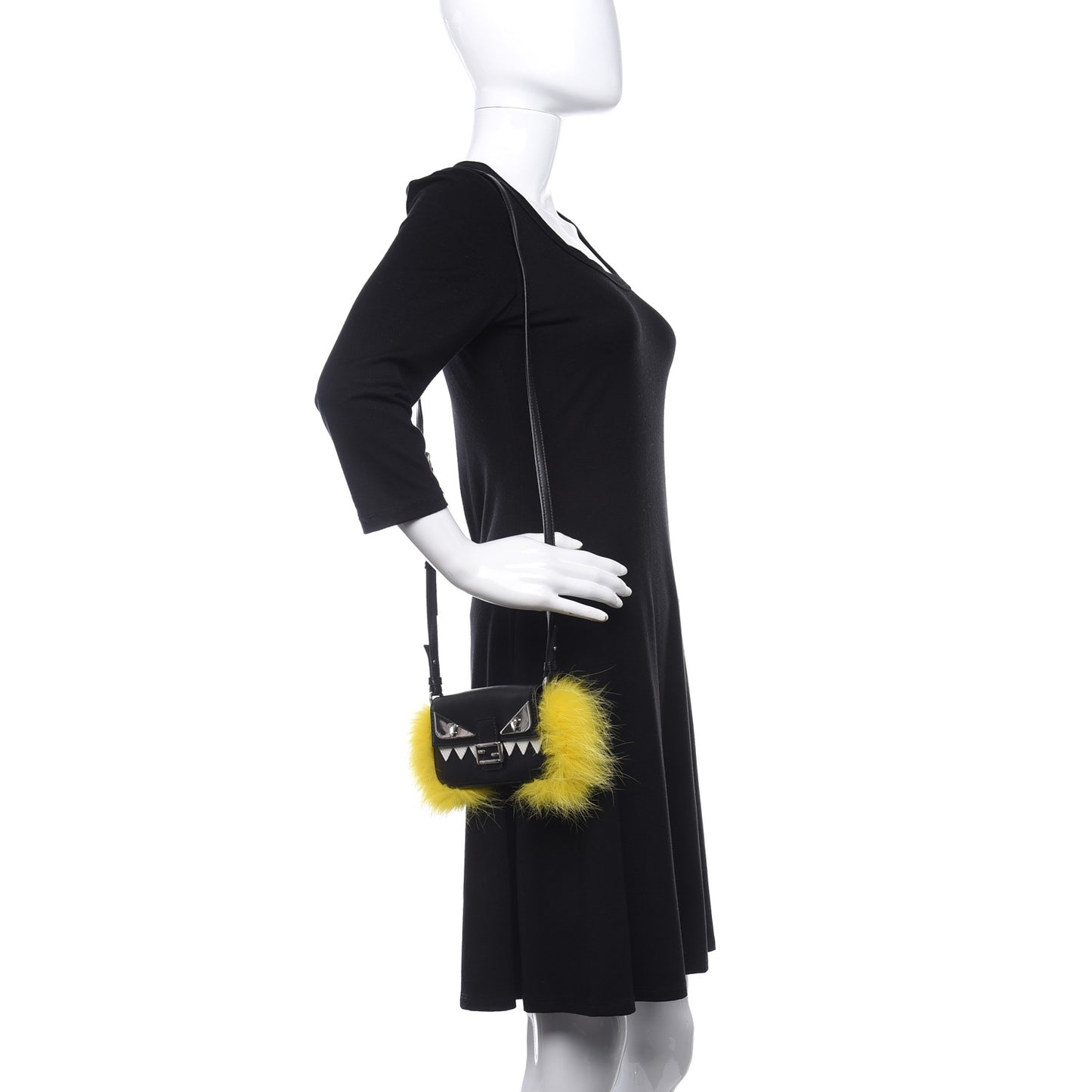 Nappa Fox Fur Monster Micro Baguette Black