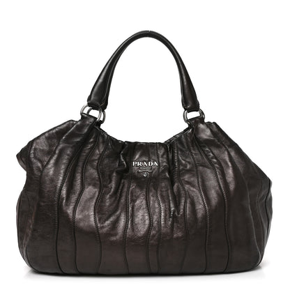 Prada Nappa Pleated Hobo Grafite Mordore 1 of 10